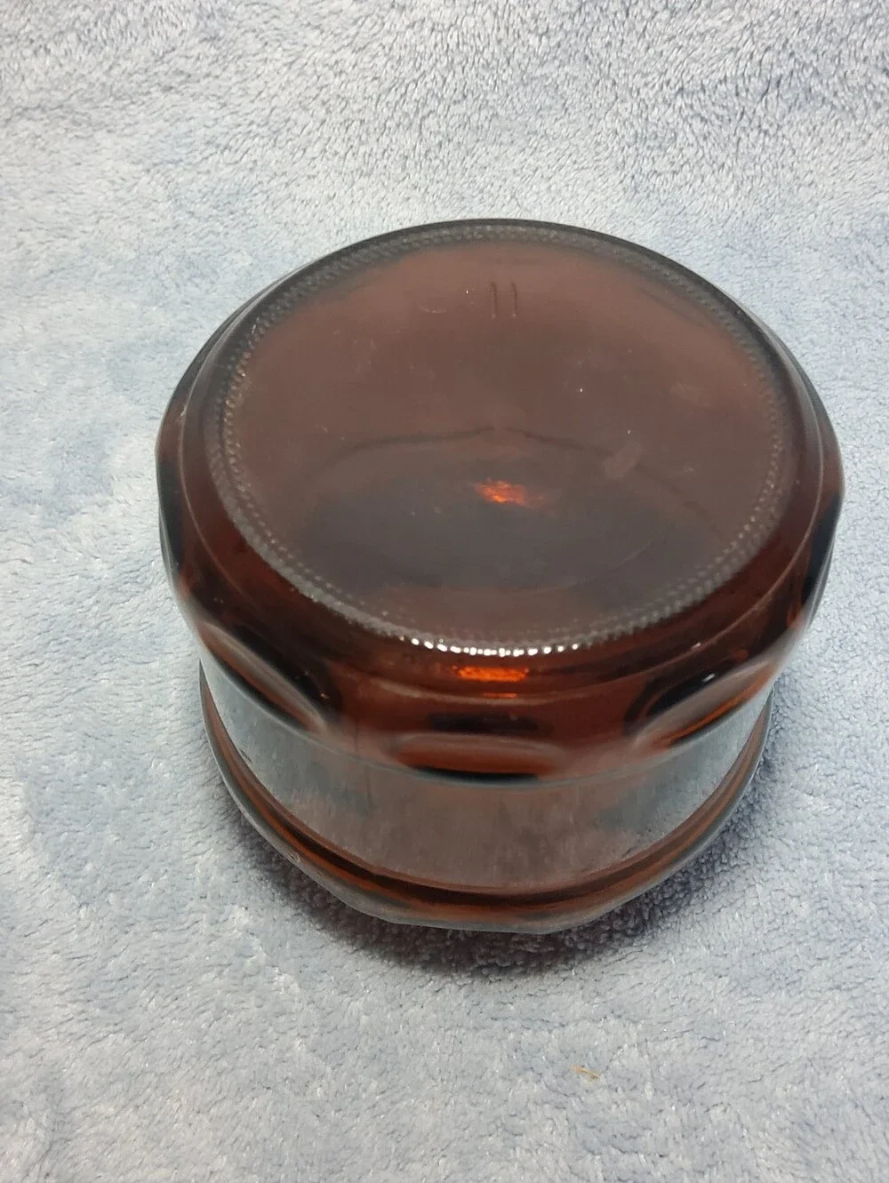 Vintage Dark Amber Glass Apothecary Canister Jar Thumb Print Pattern *No Lid*
